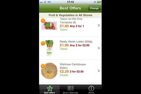 My Supermarket iPhone app shows offers from selected departments